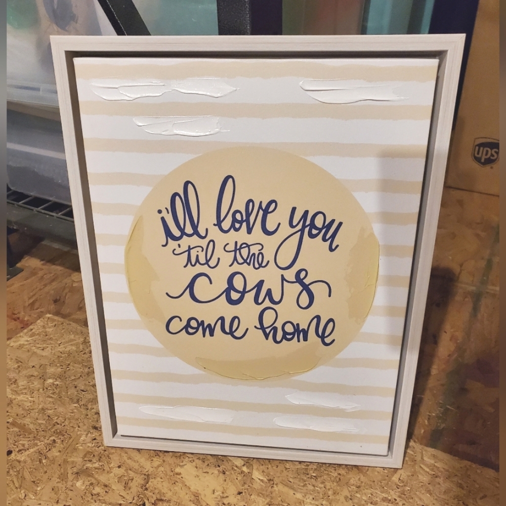 Striped Wall Art with Hearfelt Quote